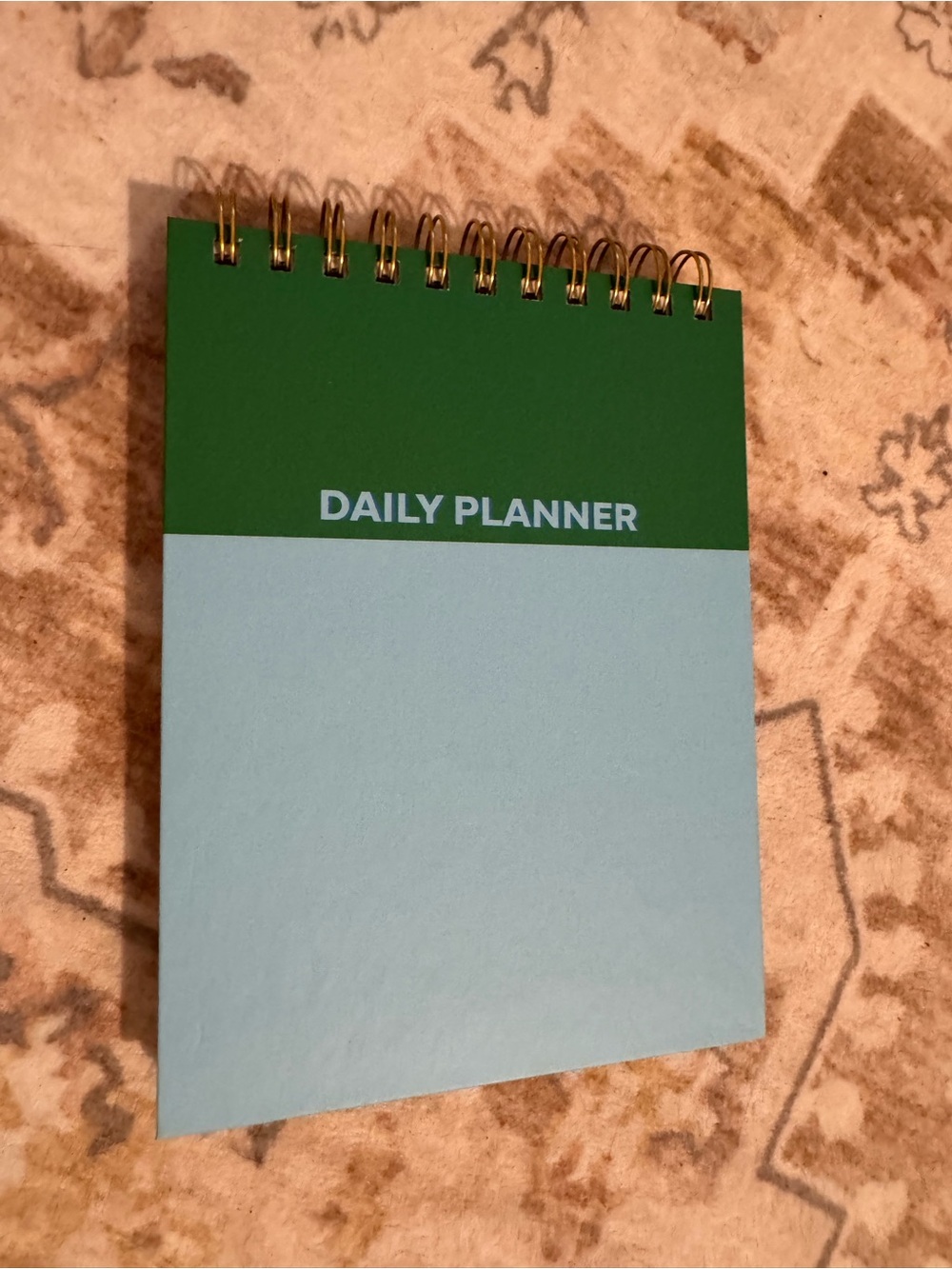 Daily Planner Spiral Notebook - Green & Light Blue